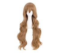 LINLINCD -Wig Anime Cosplay Role Play for Tiger Dragon Toradora Aisaka Taiga Cosplay Wigs 80 cm Long Brown Wavy Wig Made of Linen