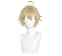 LINLINCD -Wig Anime Cosplay Thasma Cosplay Wig Game Genshin Effect THMA Light Brown Ponytail Hair Peluca Anime Halloween Party Carnival Role Play Wigs