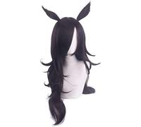 LINLINCD -Wig Anime Cosplay Wig for Fancy Dress Nightlife CluI Party Fancy Dress Wig Racing Horse Girls Pretty Derby Rice Swimwear Wig Dark Brown Layered Warp Resistant with Animal Ears
