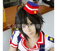 LINLINCD -Wig Anime Cosplay Wig Short Curly Game Animation Short Hair Idol Master Oblique LIU Hao High Temperature Silk Head Set of Wholesale