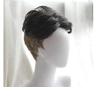 LINLINCD Yuri Cosplay Wig 30 cm Men's Short Black Grey Mix Synthetic Wig on ICE Otabek Altin Cosplay Wig + Wig Cap Black