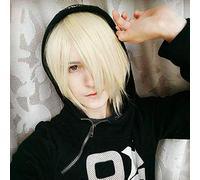 LINLINCD Yuri Plisetsky Cosplay Wig on Ice Yuri Plisetsky Short Light Blonde Heat Resistant Cosplay Costume Wig + Track + Cap