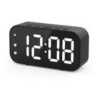 Linlinwill Digital Alarm Clock Bedside, Small LED Clock with Large Display, Compact Travel Clock with Temperature, Dual Alarms, 3 Brightness, Battery Backup, Snooze Function