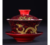 LINLN Painted Jade Porcelain Flower Ceramic Gaiwan Teaset Teaware Tureen Sancai Tea Cup Pu'er Kettle 300ML