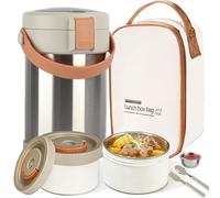 LINMAGCO 52 Oz Thermal Food Flasks for Hot Food, 1.5L Soup Containers, 7.87in 2 Layer Stainless Steel Insulated Hot Food Flask, Thermal Lunch Box, Soup Flask, Food Warmer for Men, Women