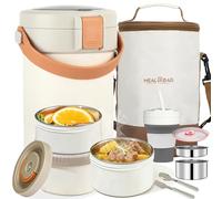 LINMAGCO 67oz Adults Thermal Food Flasks for Hot Food, 2L Soup Containers, 9.06in 3 Layer Stainless Steel Insulated Hot Food Flask, Thermal Lunch Box, Soup Flask, Food Warmer for Men, Women (Opaline)