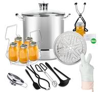 LINMAGCO Canning Supplies Starter Kit - 24L Canning Pot, Water Bath Canner with Lid & Steam Canner with Rack