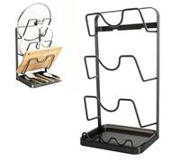 LINMAGCO Kitchen Pot Lid Holder, Multifunctional Kitchen Pot Cover Organizer, With Removable Drip Tray for Ladles, Tongs, Spatula,Various Lid（Grey）