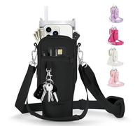linmaya Water Bottle Carrier Bag with Phone Pocket for Stanley 40/30 oz Tumbler Neoprene Water Bottle Holder Pouch with 2 Adjustable Strap & 3 Leak Stoppers for Stanley Cup Accessories