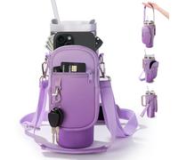 linmaya Water Bottle Carrier Bag with Phone Pocket for Stanley Cup 40/30oz,Insulated Neoprene Water Bottle Holder Cross-boday Bag with Adjustable Shoulder & Handheld Strap Stanley Cup Accessories