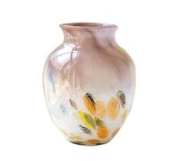 Linmeas-753 Home Decorative Vase, Bohemian Style Color Gradient Polka Dot Glass Vase Flower Vase Home Office Decor Accent Flower Vase(Pink)