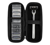 LINMEI Hard EVA Razor Travel Case Compatible with Gillette Men's Razor, Portable Shaver Storage Holder with Mesh Pocket Lightweight Carry Handle Shockproof Waterproof Shaver Organizer, Only Case Black