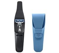 LinMei Silicone Razor Travel Case, Blue+Black, Compatible with Gillette, Parker, Merkur Razor (Gray 2pcs), Blue/Black, 2 Count (Pack of 1), Protective Razor Case