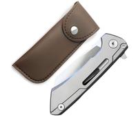 LINMOHERUI High-Carbon Steel Folding Pocket Tool, Men Cool Cutter 2.55'' Blade Folding EDC Gadgets, with Leather Storage Bag for Great Gift or Outdoor Camping