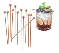 LINMOIJN 12Pcs Stainless Steel Fruit Sticks Cocktail Sticks Set, Reusable Drink Picks Appetizer Toothpicks Martini Glass Picks for Holiday Party Events(Rose Gold