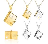 LINMQIU Customized Love Book Necklace,Personalized Engraved 10 Pages Book Necklace for Women,Pendant that can be opened,To My Daughter from Mom and Dad Pendant Gift