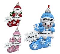 LINMQIU Personalised Baby Boy First Christmas Ornament, Custom Christmas Tree Decoration, Xmas Tree Ornament with Name, Hanging Decoration, Blue Snow Baby
