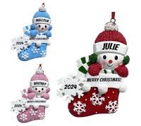 LINMQIU Personalised Baby First Christmas Ornament, Customized Christmas Tree Decoration, Personalised Xmas Tree Ornament with Name, Hanging Decoration, Red Snow Baby