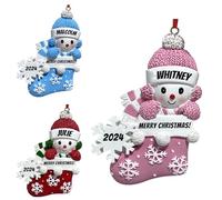 LINMQIU Personalised Baby Girl First Christmas Ornament, 2024 Custom Christmas Tree Decoration, Personalised Xmas Tree Ornament with Name, Christmas Hanging Decoration, Xmas Pendants (Pink Snow Baby)