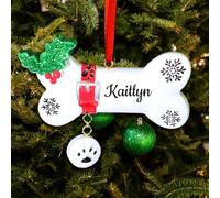 LINMQIU Personalised Dog Bone Christmas Ornament with Name, 2024 Customized Christmas Tree Decoration, Personalised Xmas Tree Ornament, Christmas Hanging Decoration, Xmas Pendants (Snowflake Bone)