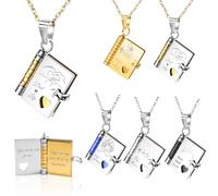LINMQIU Personalized Love Book Necklace,Custom Engraved Text 10-Page Book Necklace,Openable Pendant Perfect for Girls,A Pendant Gift from Mom and Dad to Their Daughter(Gold & Silver)