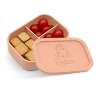 LINMQIU Personalized Silicone Bento Box,Engraved Name Lunch Box,Custom Silicone Snack Lunch Case with 3 Compartments,Heat-resistant and Refrigeration-safe,Suitable for Picnics Work Travel,Orange-Red