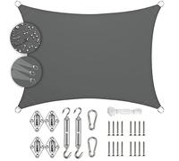 Linmssd Rectangle Sun Sail 3x3.6m, Shade Awning Canopy, 90% UV Block, Fabric Durable, for Backyard Garden - grey