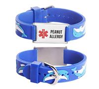 LinnaLove Cartoon Dolphin Medical Alert id Bracelets Peanut Allergy medical bracelets- Gift from Parents