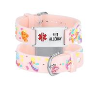 LinnaLove Cartoon Medical Alert id Bracelets Parents Gift to Son, Daughter, Brother, Sister(Sheep-Nut Allergy)