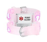 LinnaLove-Cartoon Pink Heart Medical id Bracelet -Peanut Allergy Bracelets