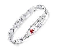 linnalove Epilepsy - Stainless Steel Fashion Medical ID Bracelet for Women, M, No Gemstone