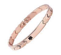 LinnaLove Fashion Titanium Medical Alert Bracelets for Women Free Engraving Not Allergic id Bracelets (Rose Gold,6.5 in)