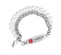 LinnaLove Interchangeable medical alert bracelets for men women free engraving medical bracelets, 6.5 Inches, Stainless Steel, no gemstone