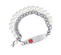 LinnaLove Interchangeable medical alert bracelets for men women free engraving medical bracelets, 8.5 inches, Stainless Steel, no gemstone