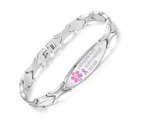 LinnaLove Lymphedema Alert Bracelets no bp/iv/needles this arm Stainless Steel Medical id Bracelets for Women
