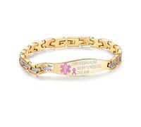 LinnaLove Lymphedema Alert bracelets No Needle or BP bracelets Stainless Steel Medical id Bracelets for women, 7 5 inch, Metal, no gemstone