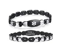 LinnaLove Medical alert Bracelet for Women-7 1/2 inches Fashion Double Heart Medical bracelets, M, Metal, no gemstone