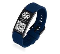 LinnaLove Medical Alert Bracelet with QR Code, Digital Emergency Information Band, Silicone id Wristband, Web-Linked Profile (Blue)