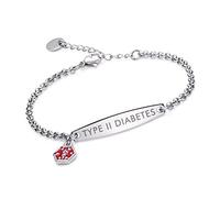 LinnaLove Medical alert bracelets for Women stainless steel Simple Rolo chain medical id bracelets with free engraving 6.5-8 inches adjusted-silver-t2d