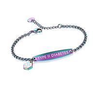LinnaLove Medical alert bracelets for Women stainless steel Simple Rolo chain medical id bracelets with free engraving 6.5-8 inches adjusted-mix-type 2