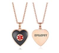 LinnaLove Medical Alert Necklaces for Women Heart medical id pendant with Free Engraving, Stainless Steel, No Gemstone