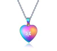 LinnaLove Medical Alert Necklaces for Women Heart medical id pendant with Free Engraving, Stainless Steel, No Gemstone