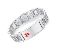 LinnaLove Personalized Medical Alert Bracelet for Men Women-Sport Stainless Steel Medical ID Bracelets Customized Engraved for Autism Allergy Diabetic Epilepsy, L, Metal, no gemstone