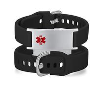 LinnaLove Personalized Medical Alert Bracelet for Men Women-Sport Stainless Steel Medical ID Bracelets Customized Engraved for Autism Allergy Diabetic Epilepsy, L, Silicone, no gemstone