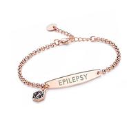 LinnaLove-Pre-Engraved Epilepsy Rose Gold Simple Rolo Chain Medical Epilepsy Bracelet for Women