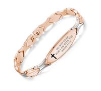 LinnaLove Religious Bible Verse Bracelet for women Inspirational Faith bracelet Christian jewelry Birthday Baptism Gift, M, Stainless Steel, no gemstone