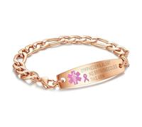 linnalove-Rose Gold Interchangeable Figaro Chain blood thinner medical alert bracelet(7.5")