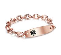 LinnaLove rose gold Interchangeable medical id bracelets Stainless steel Cable Chain customizable medical alert bracelets for men women-85