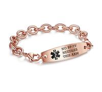 LinnaLove rose gold Interchangeable medical id bracelets Stainless steel Cable Chain No bp/iv/needles this arm bracelets for women-85