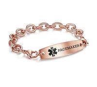 LinnaLove rose gold Interchangeable medical id bracelets Stainless steel Cable Chain Pacemaker medical bracelets -75